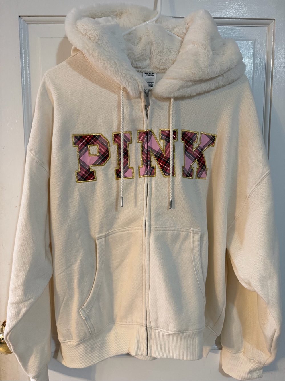 PINK Victoria's Secret ' Cream Sherpa-Lined Hoodie Jacket